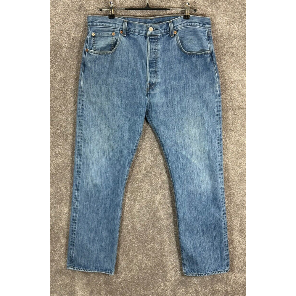 Levis 501 Jeans Mens 38X32 Blue Measures 37X31 Button Fly Medium Wash Straight
